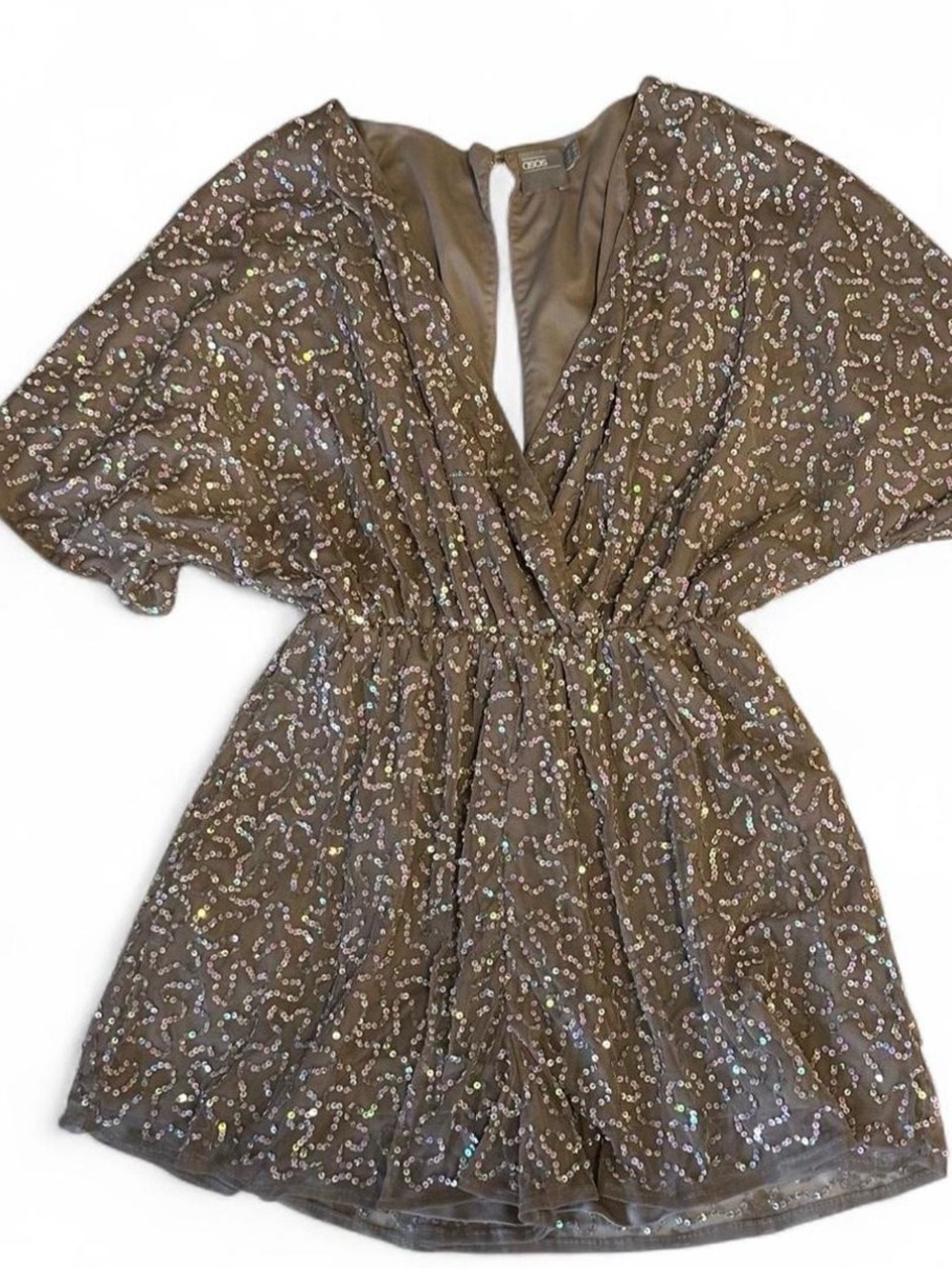 ASOS Sequin Embellished Brown Romper 6 Festival Party